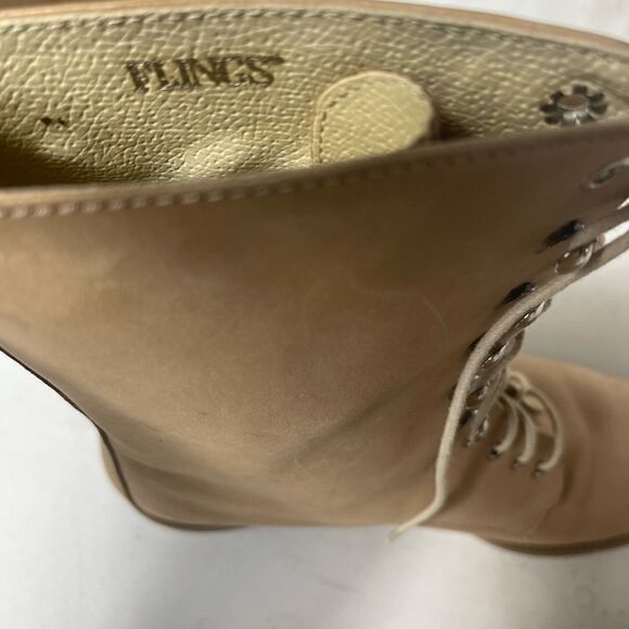 Flings leather suede camel Prairie lace up boots size 7 - Picture 8 of 10